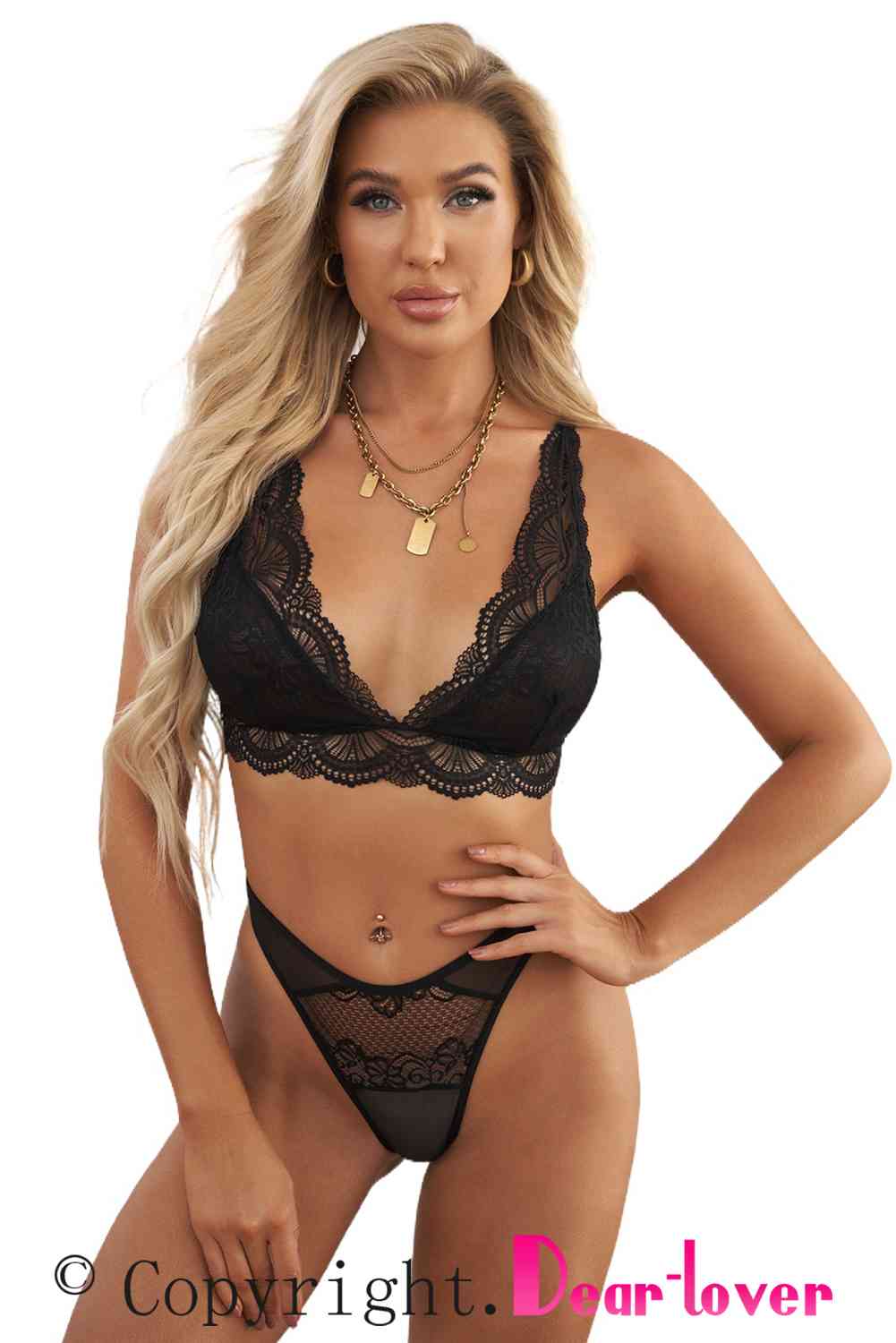 Lace Scalloped Lingerie Set