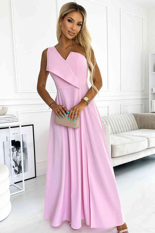 One-Shoulder Sleeveless Maxi Dress